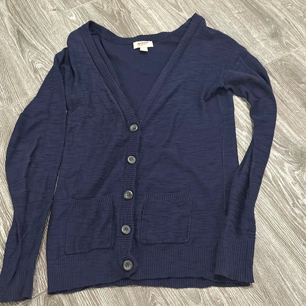 EUC Navy Blue Arizona Jeans V Neck Cardigan Size Small